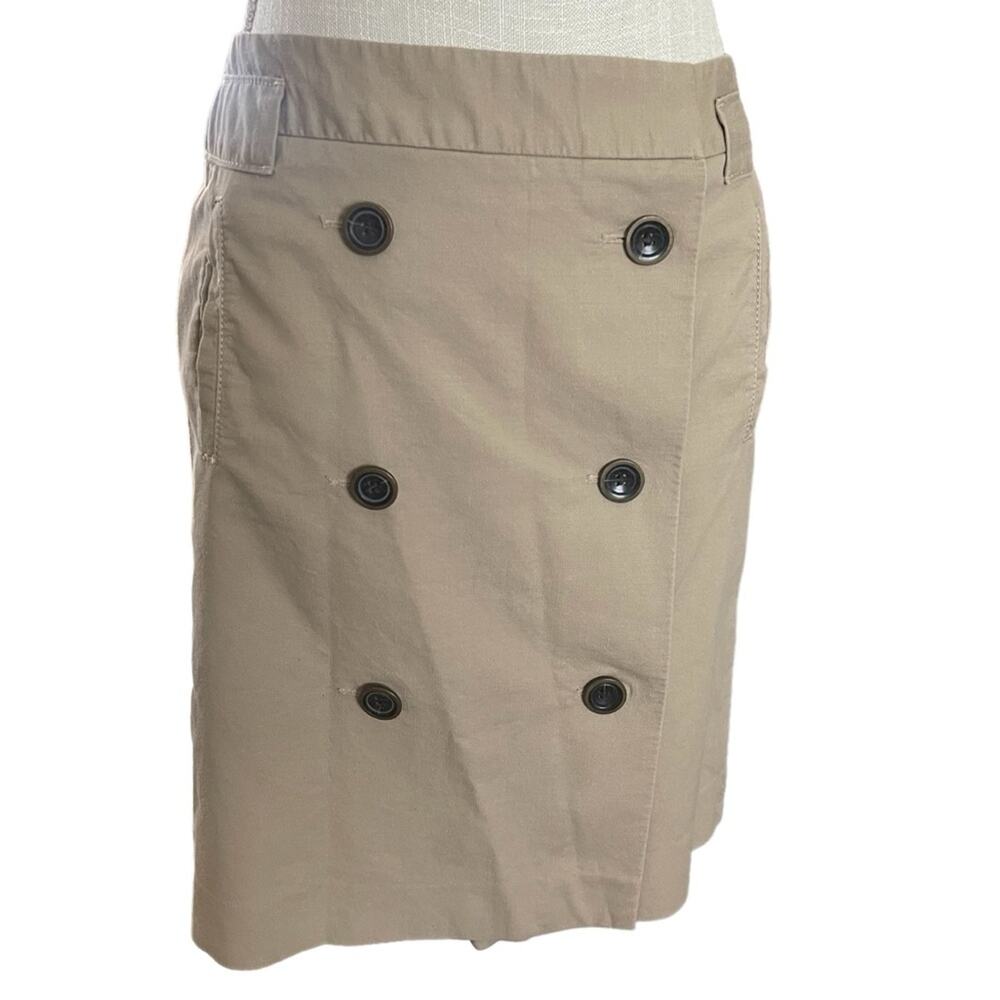 Loft Khaki Buttoned Wrap Skirt Size 8